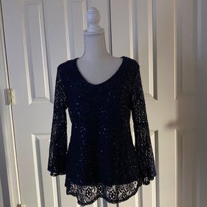 Blue sequin dress top